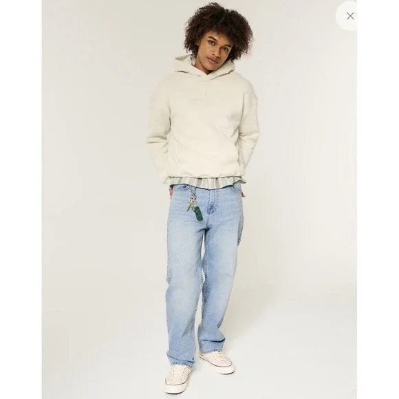 Hollister Baggy Wide-Leg Medium Wash Baggy Denim Jeans W30 L32 - Picture 4 of 5